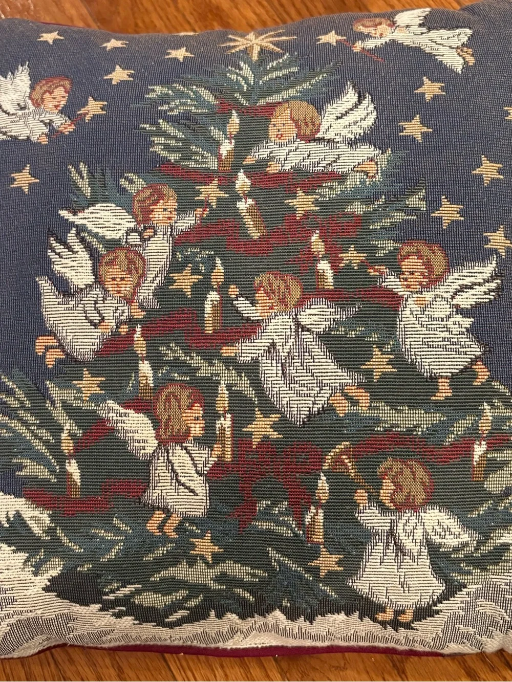 Christmas Angels & Christmas Tree Holiday Decorative Pillow